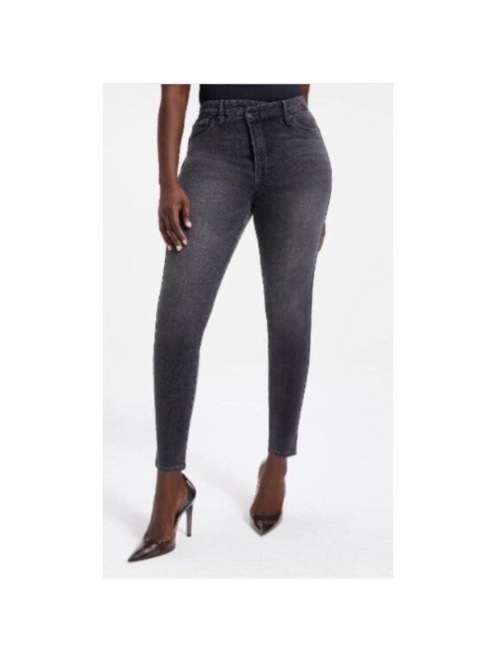 Good American Good Curve‎ Skinny Jeans Womens 16 Charcoal Mid Rise Ankle NWT